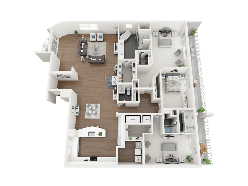 3 Bedroom 2.5 Bathroom Penthouse